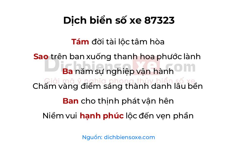 Dịch thơ biển số 87323