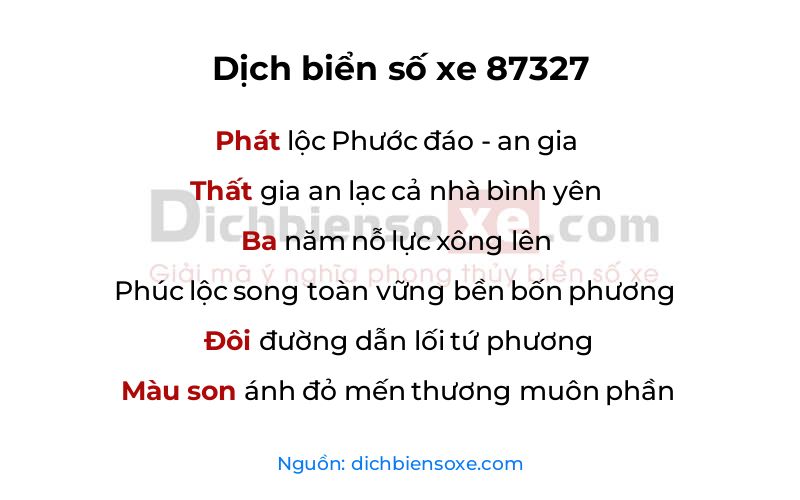 Dịch thơ biển số 87327