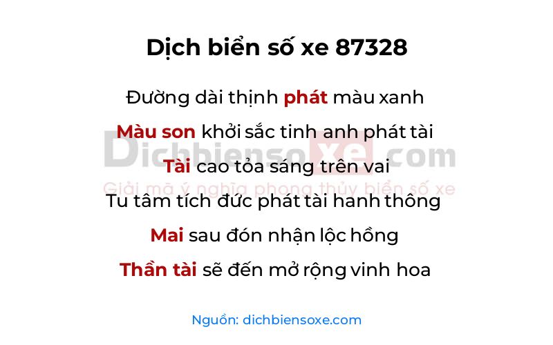 Dịch thơ biển số 87328