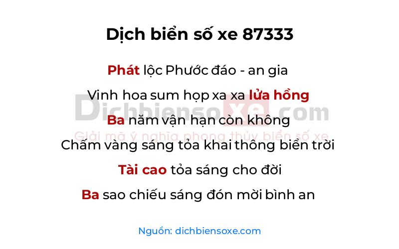 Dịch thơ biển số 87333