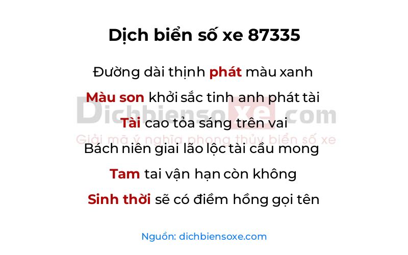 Dịch thơ biển số 87335