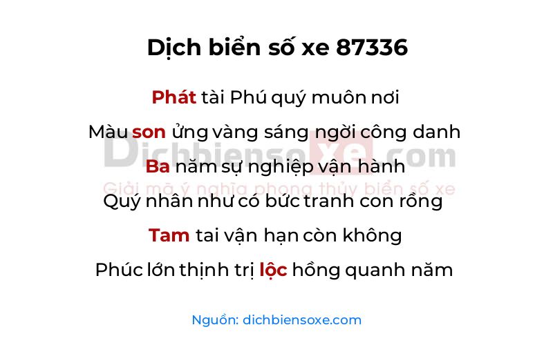 Dịch thơ biển số 87336