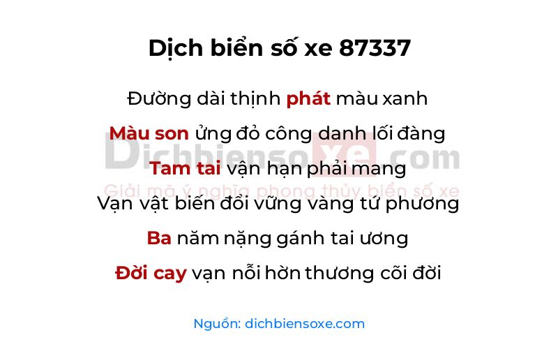 Dịch thơ biển số 87337