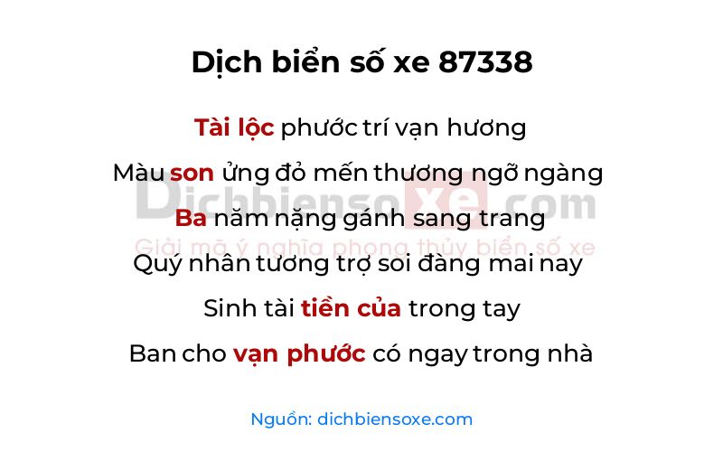 Dịch thơ biển số 87338