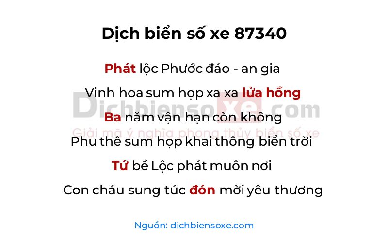 Dịch thơ biển số 87340