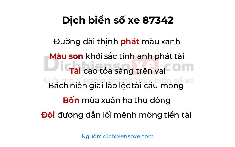 Dịch thơ biển số 87342