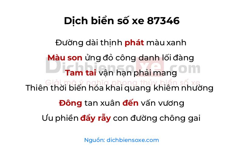 Dịch thơ biển số 87346