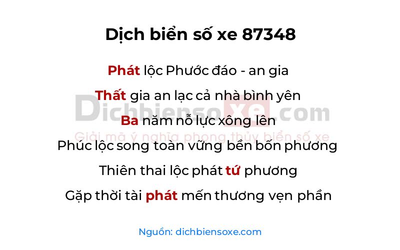 Dịch thơ biển số 87348