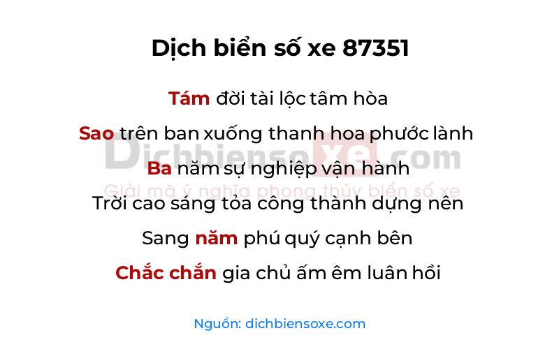 Dịch thơ biển số 87351