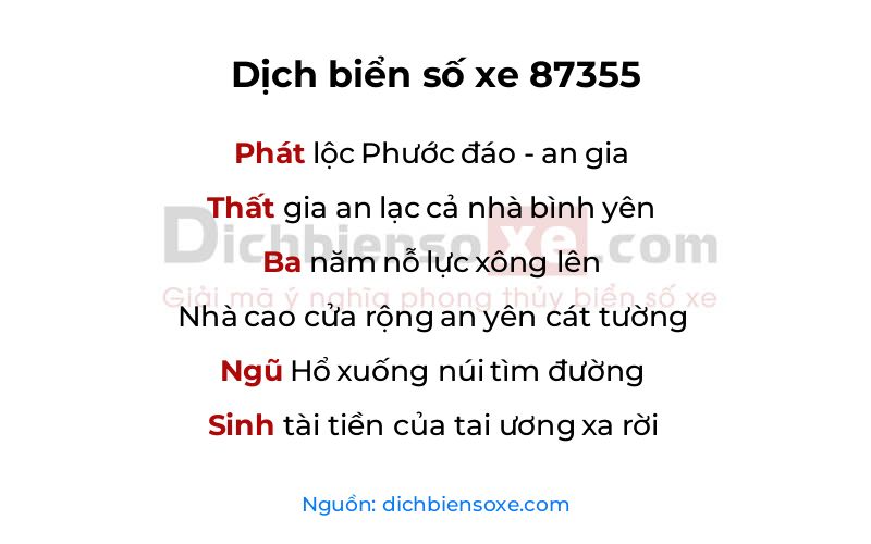 Dịch thơ biển số 87355