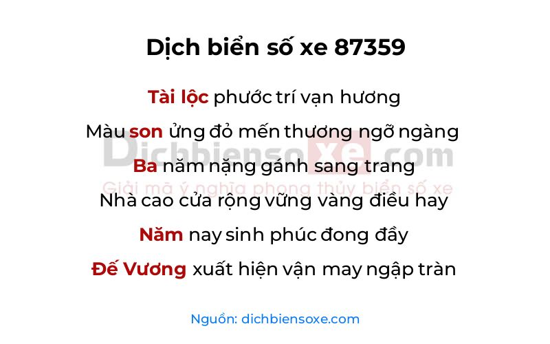 Dịch thơ biển số 87359