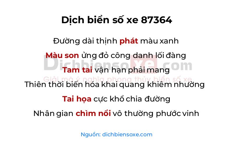 Dịch thơ biển số 87364