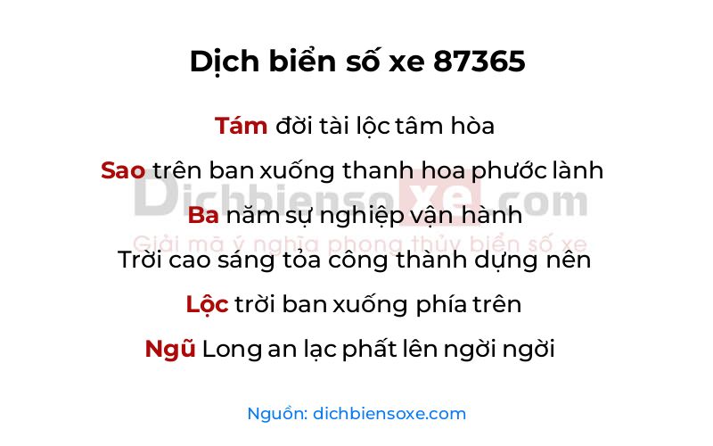 Dịch thơ biển số 87365