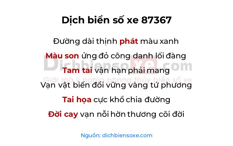 Dịch thơ biển số 87367