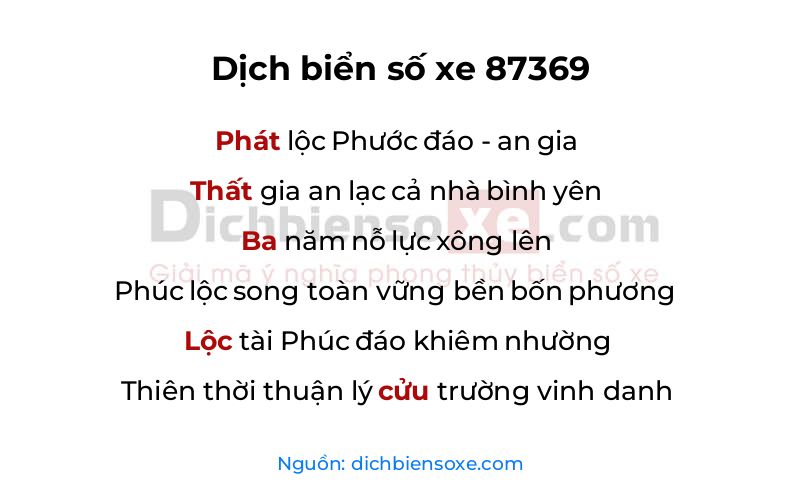 Dịch thơ biển số 87369