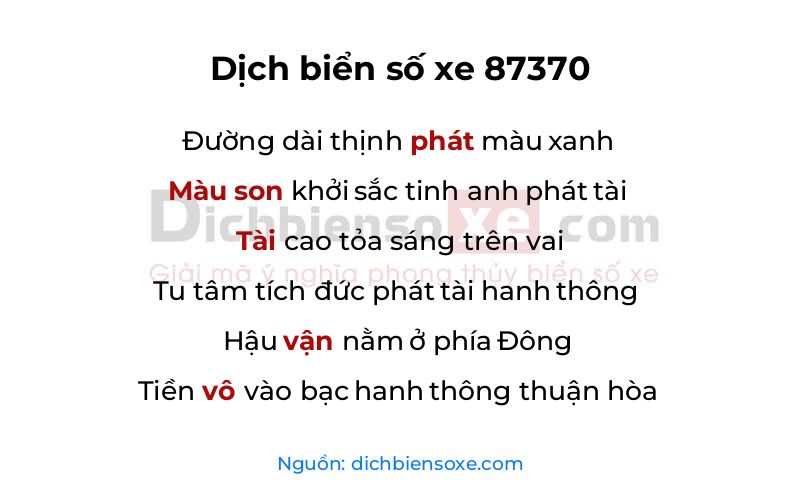 Dịch thơ biển số 87370
