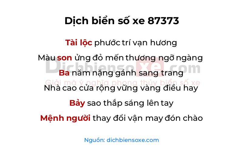 Dịch thơ biển số 87373