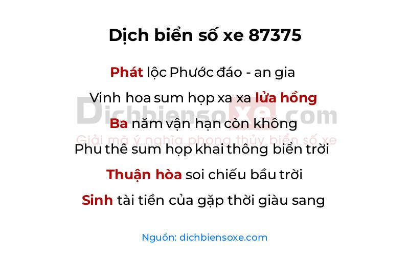 Dịch thơ biển số 87375