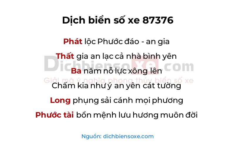 Dịch thơ biển số 87376