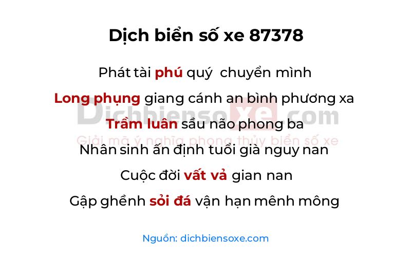 Dịch thơ biển số 87378