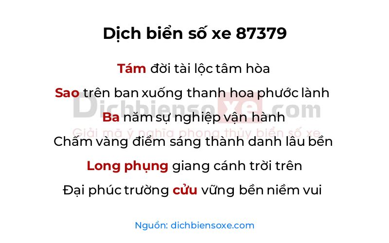 Dịch thơ biển số 87379