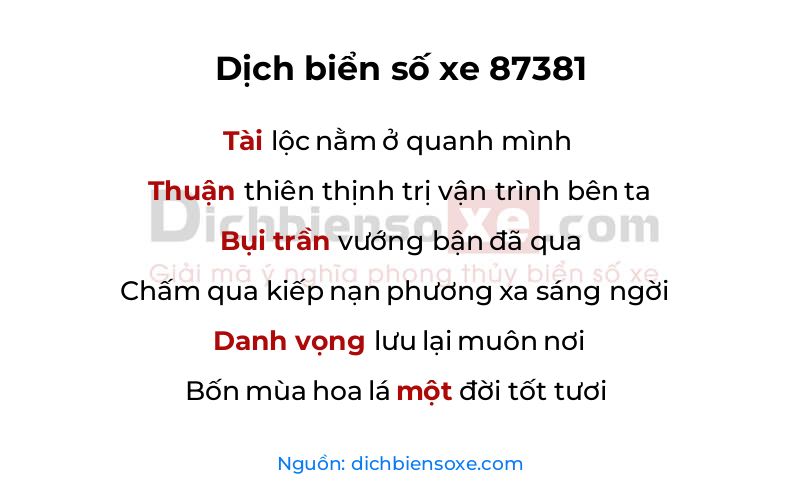 Dịch thơ biển số 87381