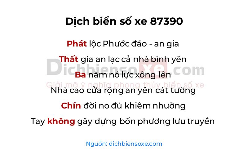Dịch thơ biển số 87390