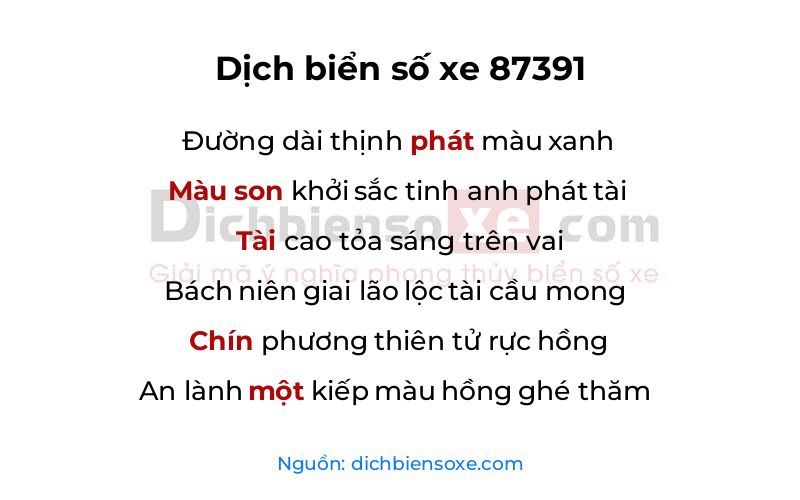Dịch thơ biển số 87391