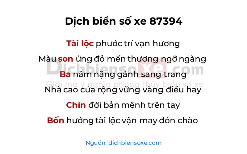 Dịch thơ biển số 87394