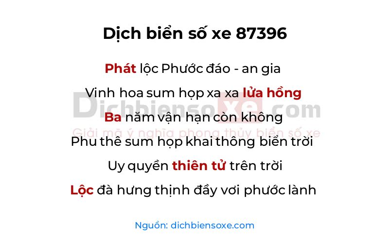 Dịch thơ biển số 87396