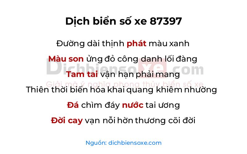 Dịch thơ biển số 87397