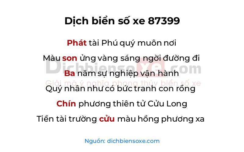 Dịch thơ biển số 87399