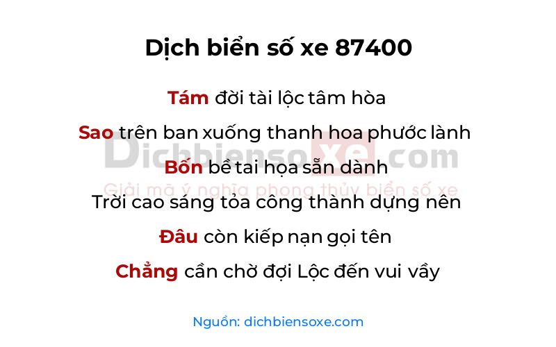 Dịch thơ biển số 87400