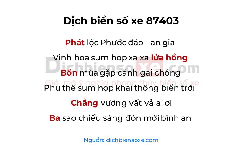 Dịch thơ biển số 87403