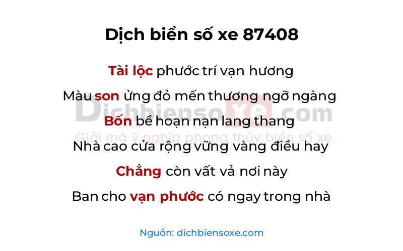 Dịch thơ biển số 87408