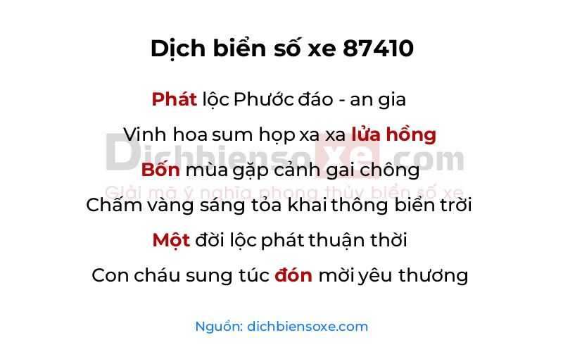 Dịch thơ biển số 87410