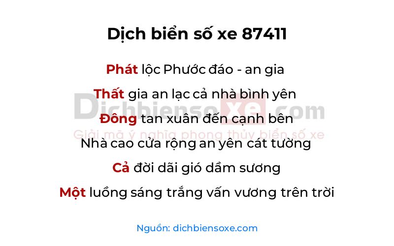 Dịch thơ biển số 87411