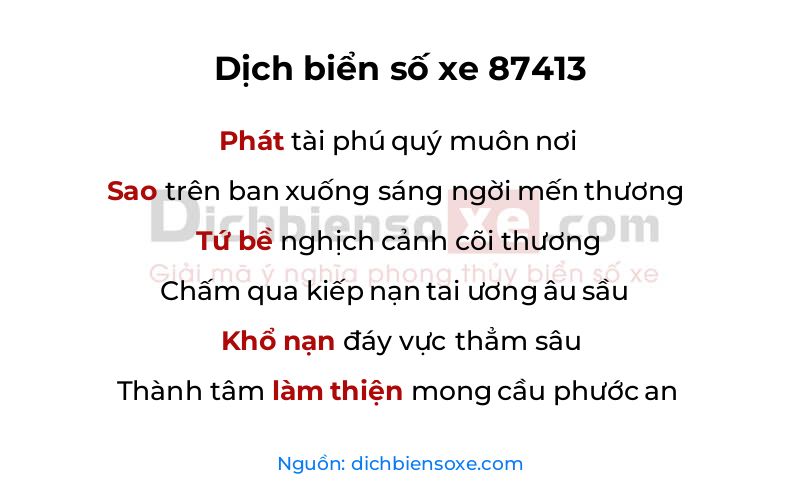 Dịch thơ biển số 87413
