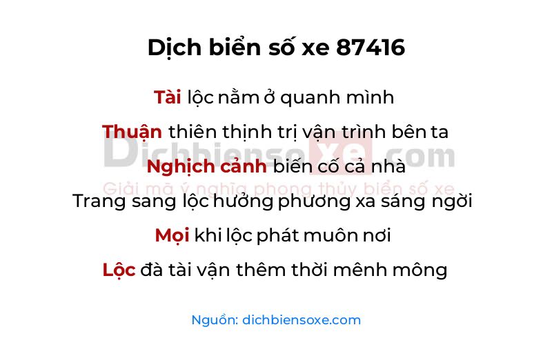 Dịch thơ biển số 87416