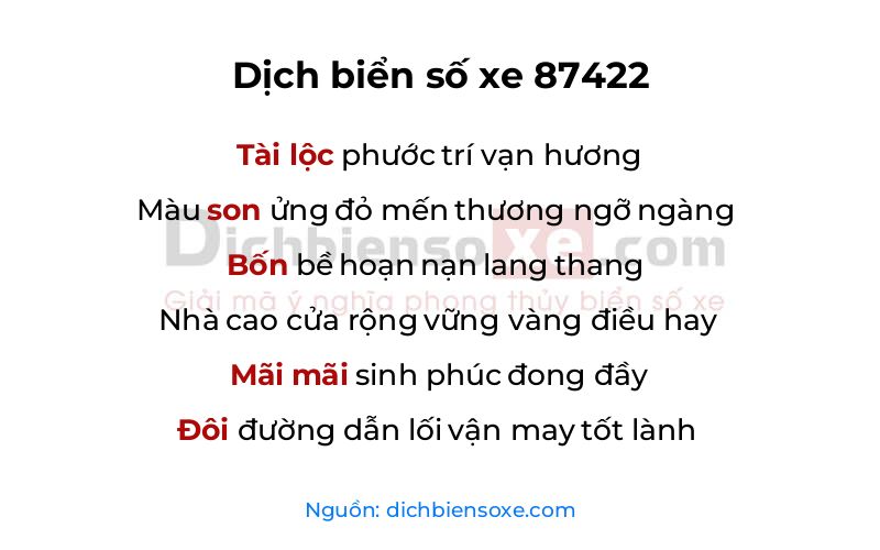 Dịch thơ biển số 87422
