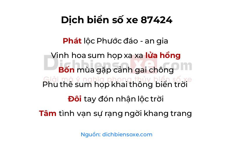 Dịch thơ biển số 87424