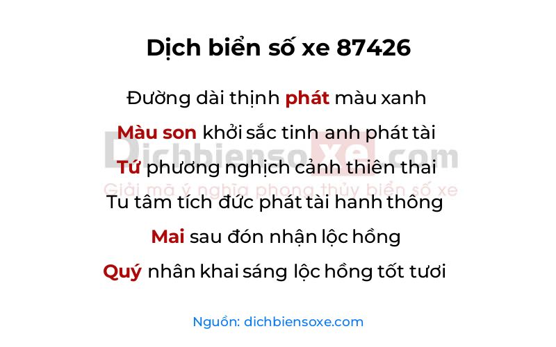 Dịch thơ biển số 87426