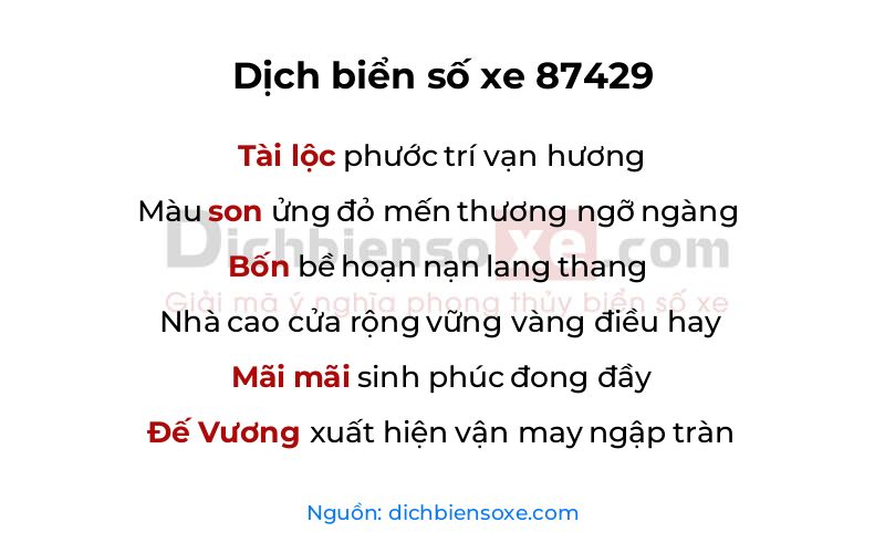 Dịch thơ biển số 87429