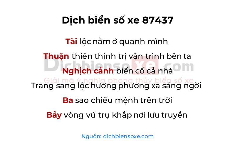 Dịch thơ biển số 87437