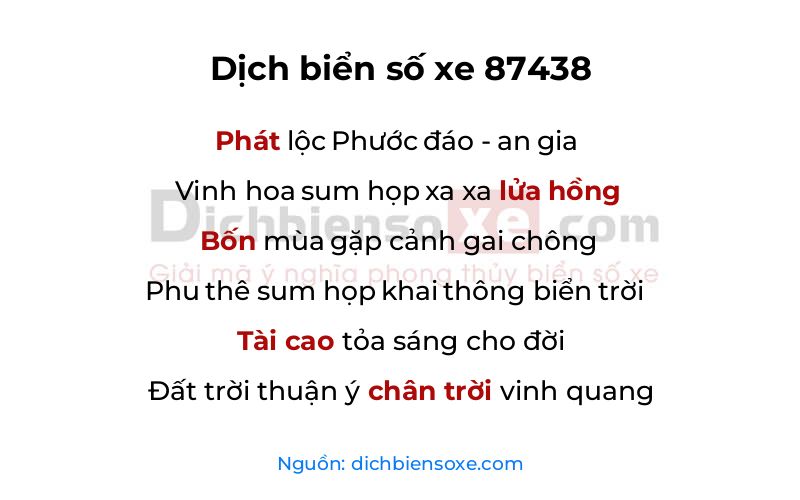 Dịch thơ biển số 87438