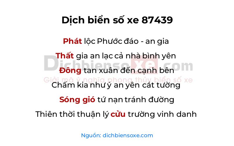 Dịch thơ biển số 87439