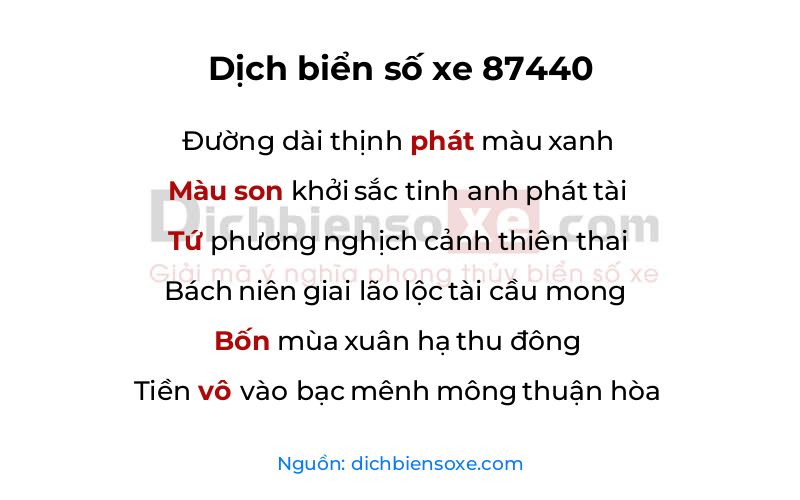 Dịch thơ biển số 87440