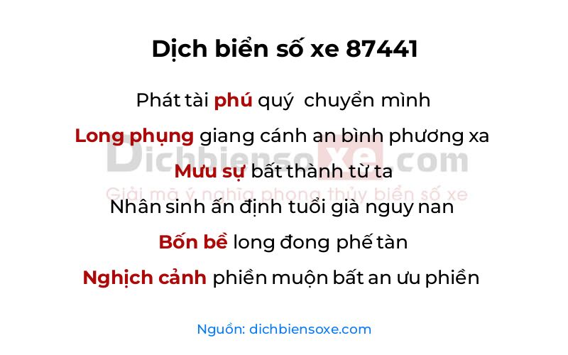 Dịch thơ biển số 87441