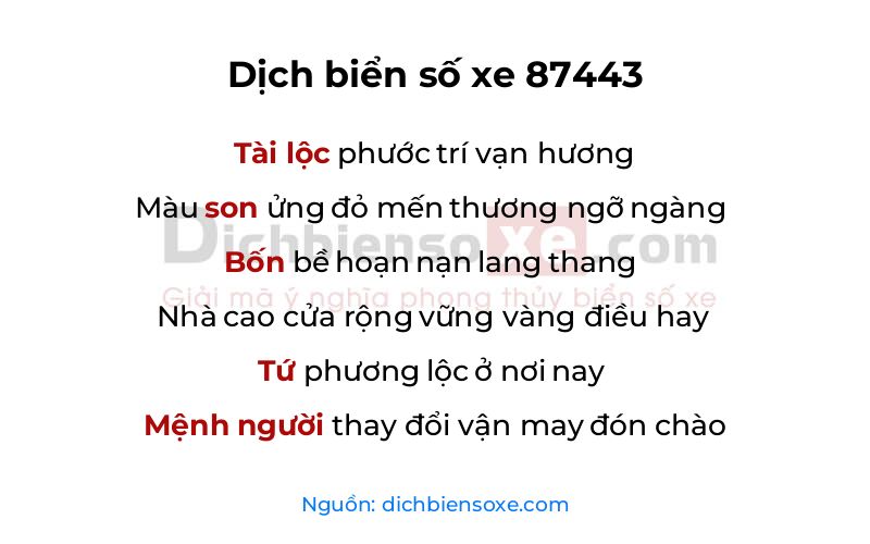 Dịch thơ biển số 87443