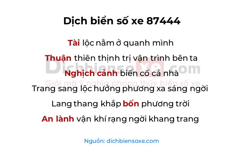 Dịch thơ biển số 87444